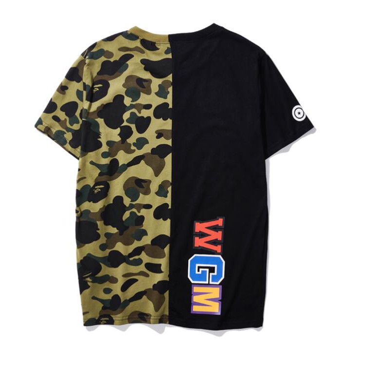 Áo Thun Chất Liệu Vải Cotton Tay Ngắn Có In Hoạ Tiết Bape Cá Tính