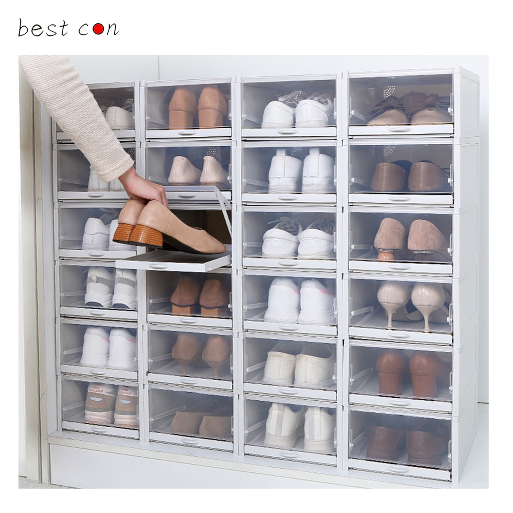 Hộp giày nắp nhựa cứng trong suốt có ray trượt - Hộp giày lắp ghép