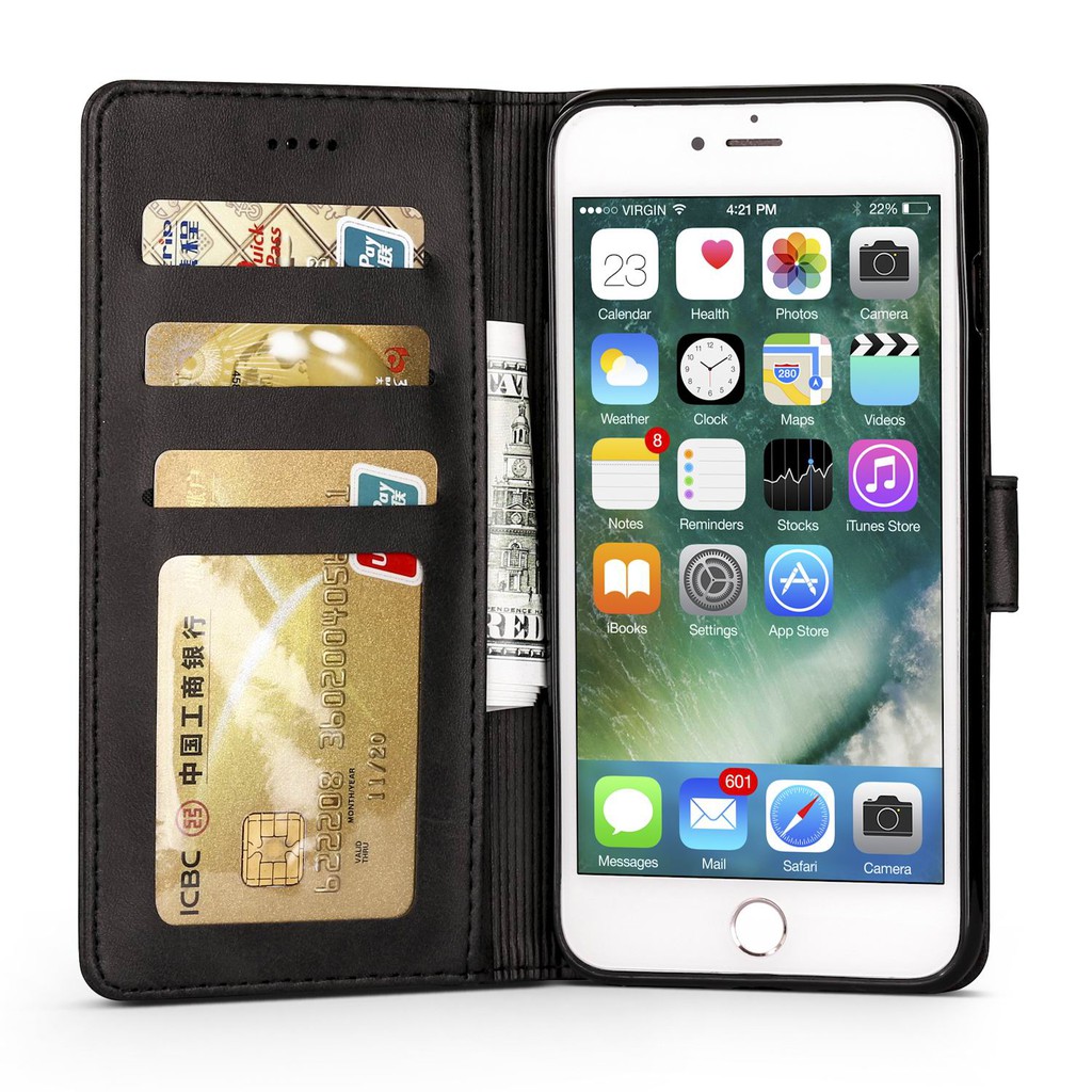 Bao da điện thoại nắp gập màu trơn cho iPhone 5/5s/se/6/6s/6s+/7/7+/8/8+/X/Xs Max/XR se2020 | BigBuy360 - bigbuy360.vn