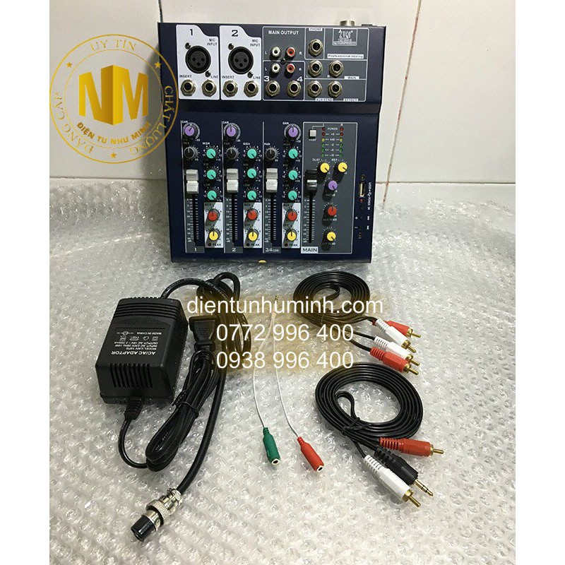Mixer bàn mini F4 USB 4 kênh