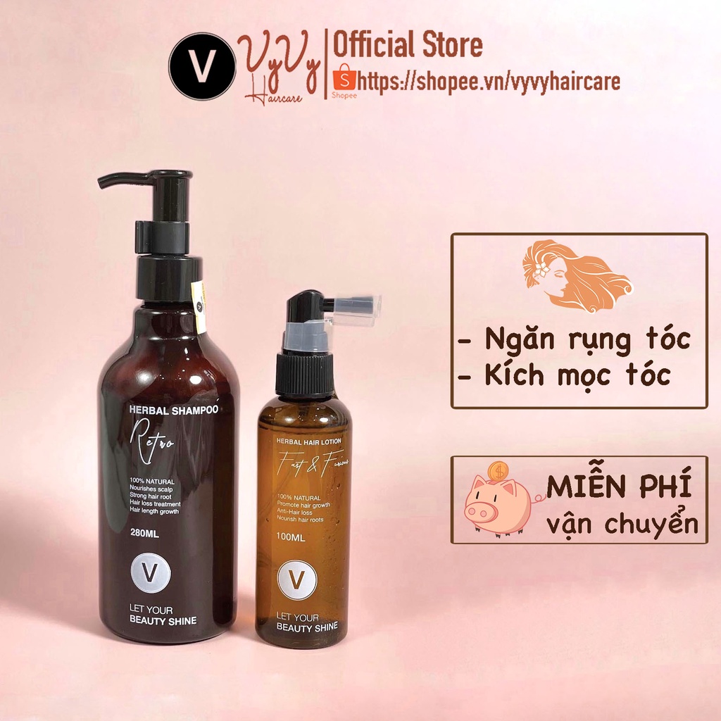 Combo Gội Xịt Hết Ngứa Và Bết Dầu, Giảm Rụng Tóc, Tóc Mọc, Tóc Dày Dặn COMBO 4 VyvyHaircare 380ml