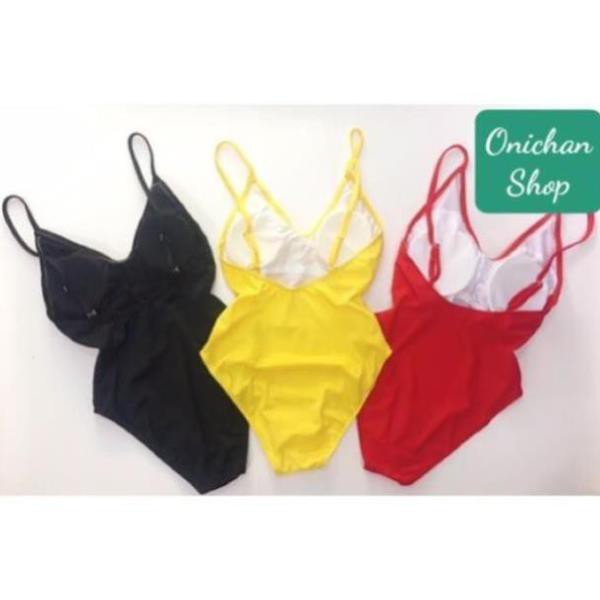 Bikini 1 Mảnh Cổ V Xẻ Cao Hở Lưng Ba Màu, Bodysuit Đi Biển Hai Dây Sexy [Ảnh Chụp Thật]  - OS063 😘 New12 * sexy 😘