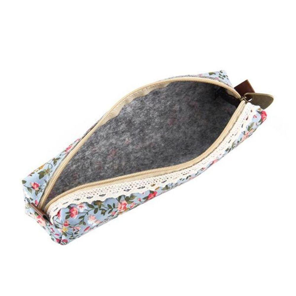 Túi Đựng Đồ Trang Điểm Mini Họa Tiết Hoa Vintage Có Khóa Kéo