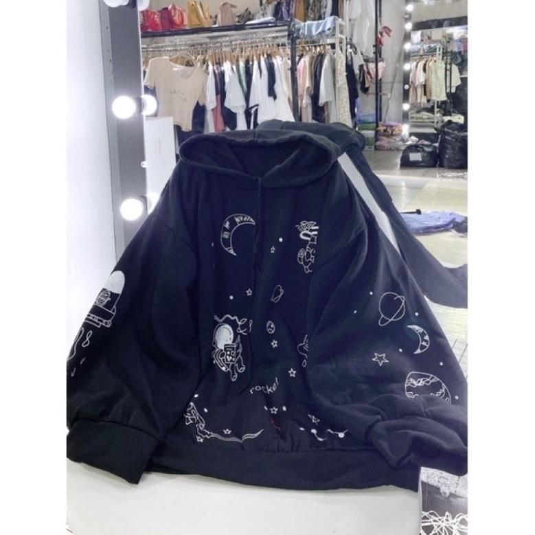 [Xả Kho] Áo Hoodie Nam Nữ Nỉ Bông Dày Dặn Form Rộng Unisex- Áo Nỉ Nam Nữ Ulzzang Hoạ Tiết Phi Hành Gia Rocket Hot