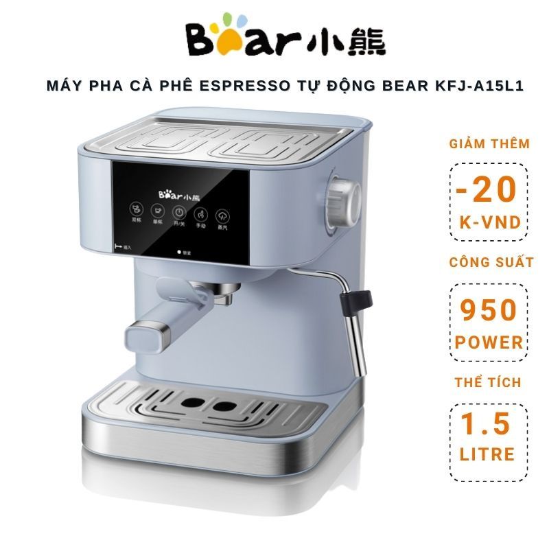 Máy pha cafe Bear cao cấp Espresso đậm vị Italy hàng chính hãng bảo hành 12 tháng KFJ-A15L1 (CF-B15V1)