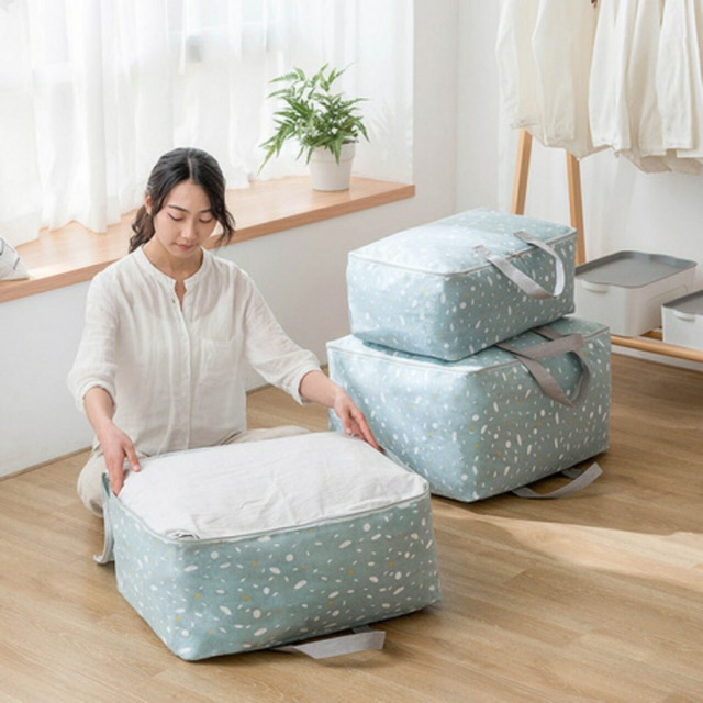 Túi đựng chăn màn quần áo cao cấp vải Cotton pha Linen size đại (57x46x33 cm)