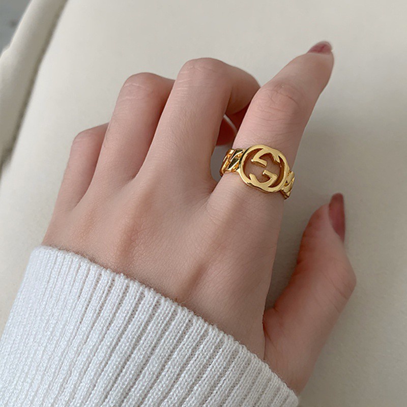 Nhẫn hở khắc chữ đơn giản sang trọng thời trang cho nữ