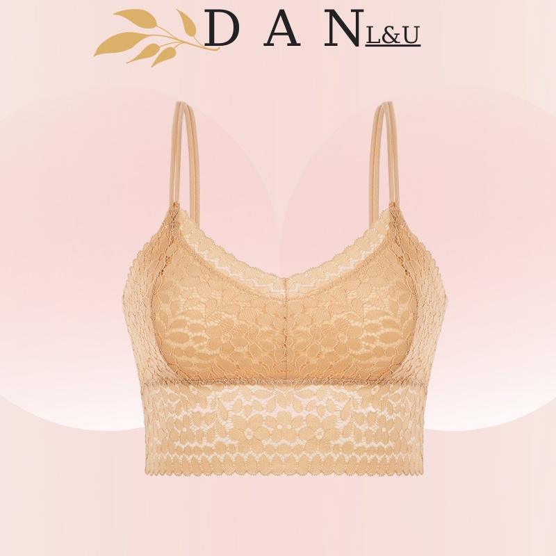 Áo Ngực Ren 2 Dây Kép Hoa Lá Mút Bàn Tay DAN L&amp;U 8812