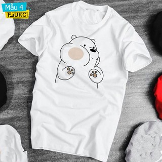 Áo Gấu Áo Thun Nam Nữ Cổ Tròn Form Rộng In Hình Gấu Trắng Cute F702L21