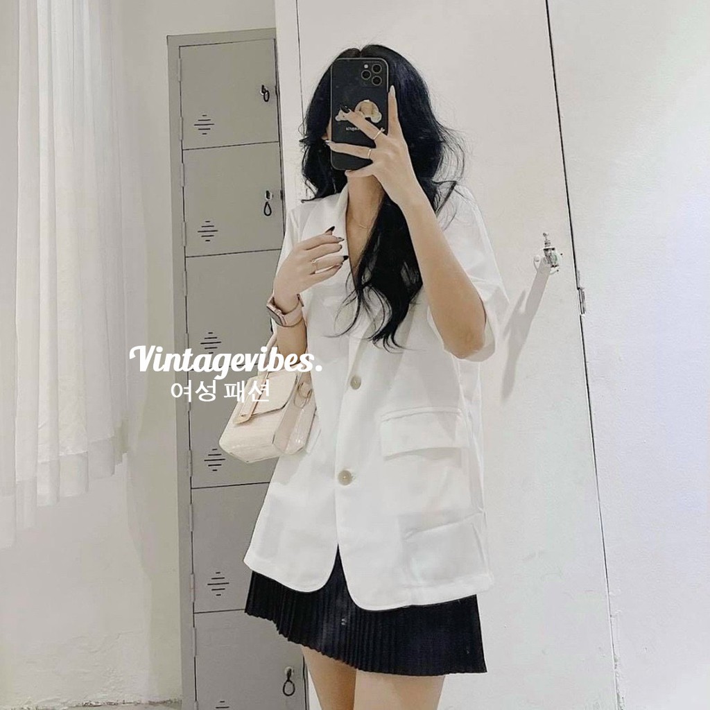 Áo Blazer Vest Cộc Tay 1 Lớp Nhiều Màu Khoác Ngoài Kiểu Dáng Trẻ Trung - Ảnh thật | BigBuy360 - bigbuy360.vn