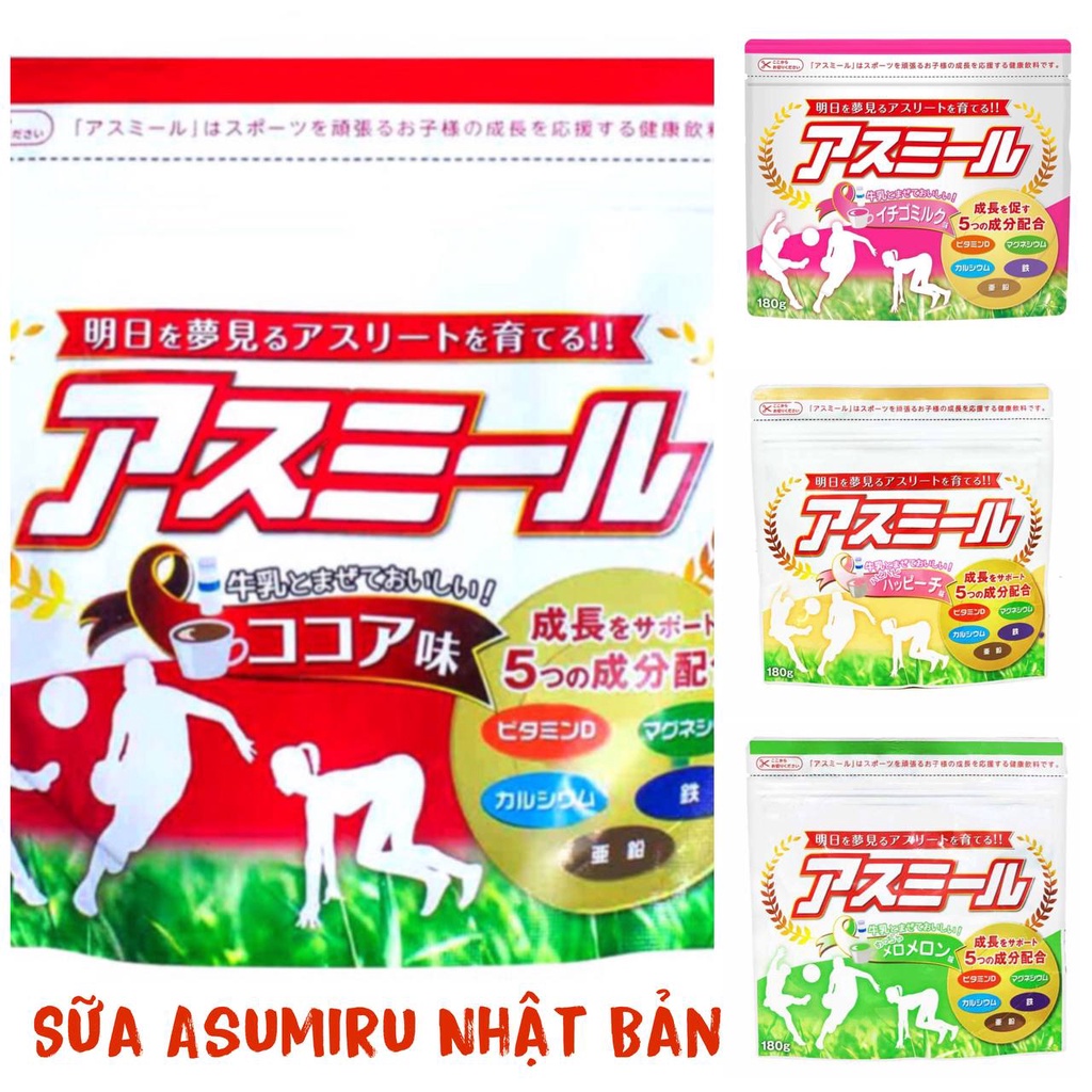 Sữa tăng trưởng chiều cao Asumiru Nhật Bản, sản phẩm cho trẻ từ 3-16 tuổi, 180g.