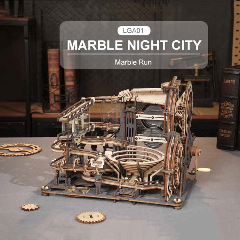 [BẢN QUỐC TẾ TIẾNG ANH] Đồ chơi Lắp ráp gỗ 3D Mô hình Cơ động học Robotime Marble Night City LGA01 Marble Run