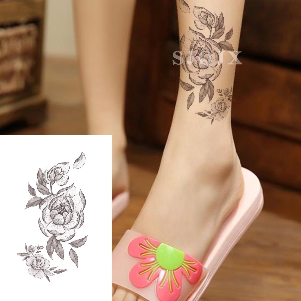 Hình dán mini BST hoa hướng dương, hoa hồng, xăm dán tatoo tạm thời lên hình ngay, không chống nước
