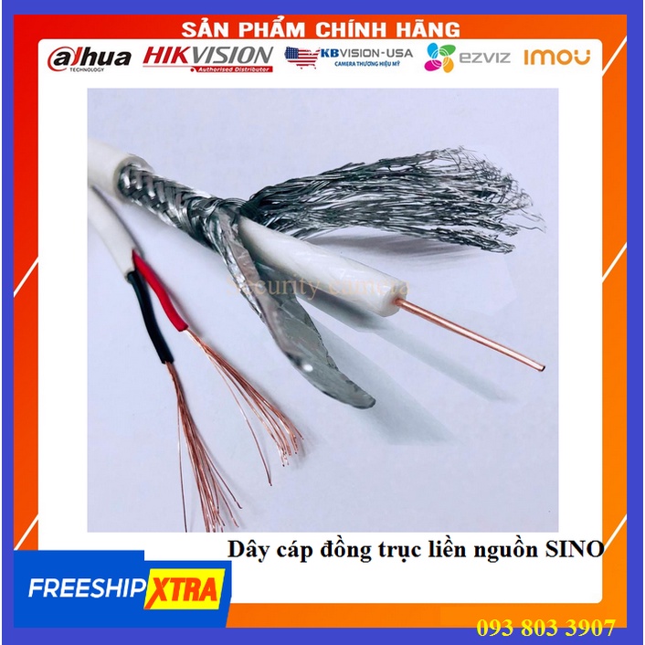 Dây cáp đồng trục liền nguồn SINO  có bọc bạc chống nhiễu, sợi nhôm khử sóng từ chuyên dụng cho Camera