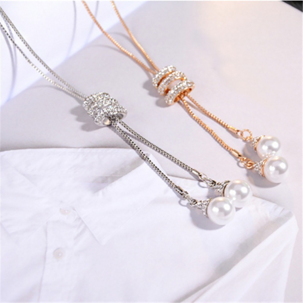 Vòng cổ Dài Đính Ngọc Trai Giả Thời Trang Cho Nữ