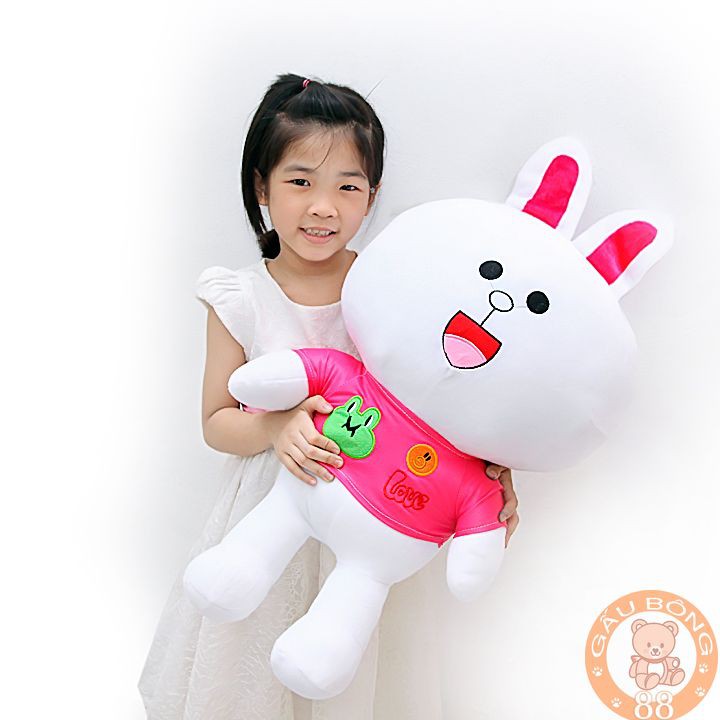 Gấu Bông Gối Ôm Thỏ Cony áo hồng 70cm