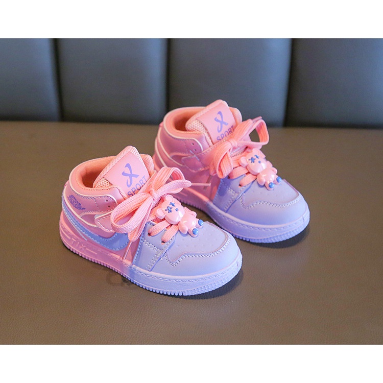 Children's sports shoes high top girls' casual shoes non-slip cartoon boys' board shoes soft bottom baby shoes single