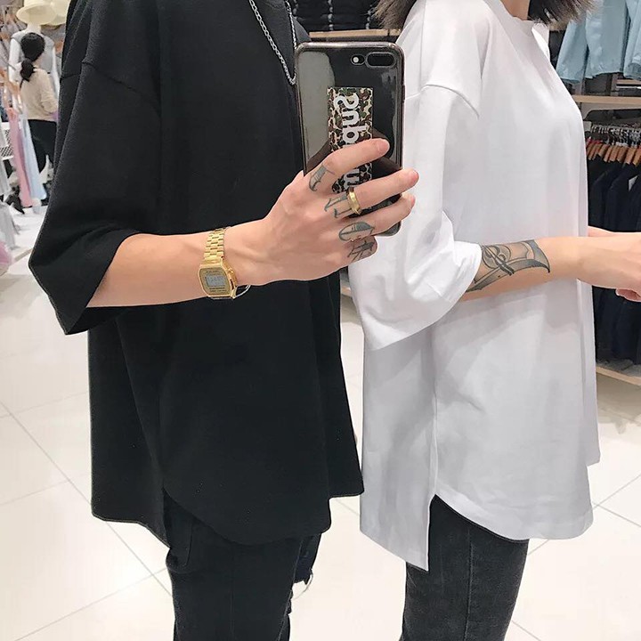 Long tee Lio unisex cá tính - Áo thun xẻ tà , tay lỡ form rộng
