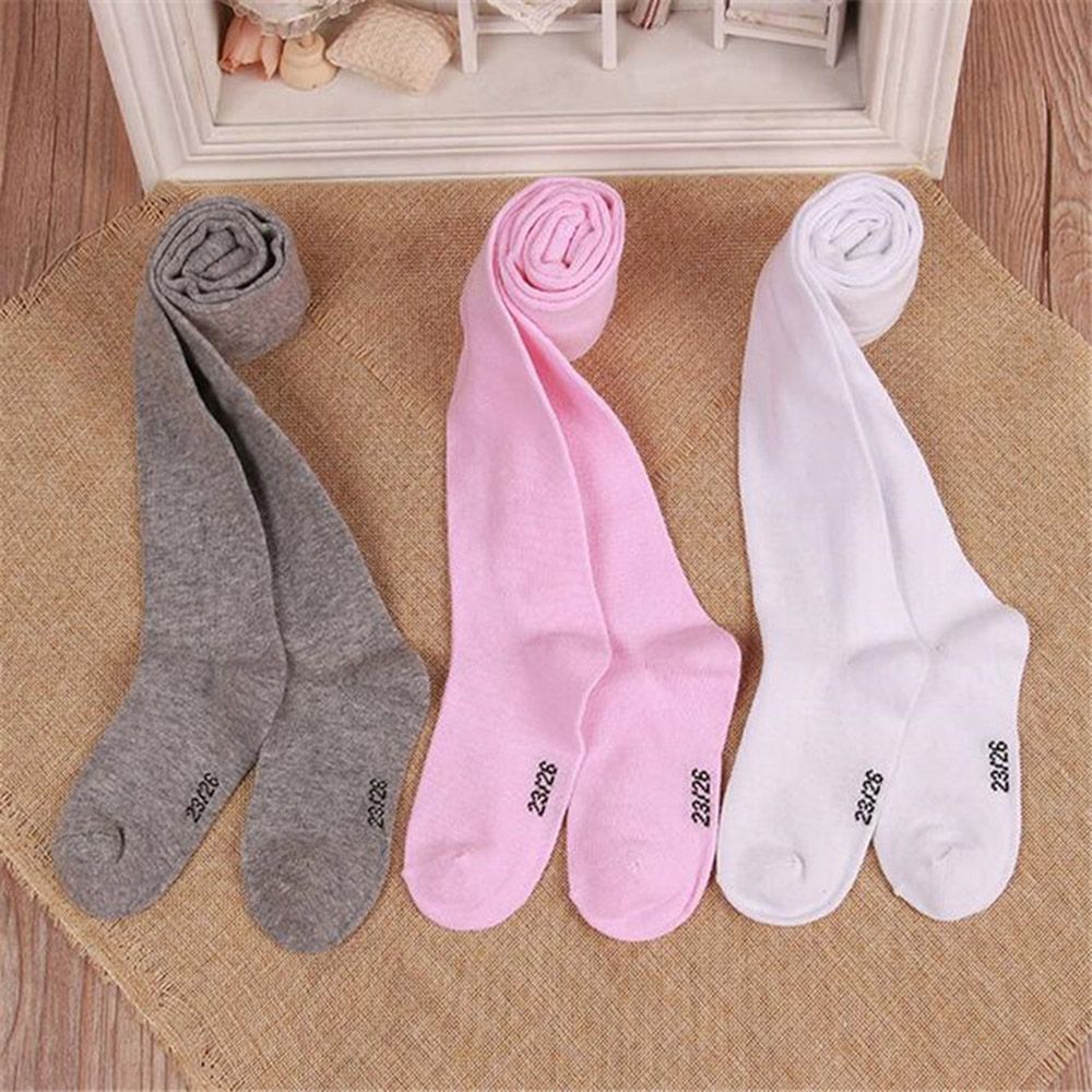 Tất cotton dệt kim mềm mại ấm áp vào mùa xuân/ thu cho bé gái từ 0-6 tuổi