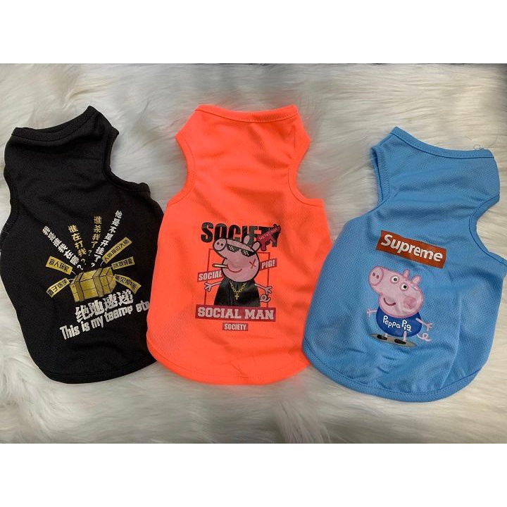 Áo cho chó mèo ba lỗ mùa hè - Quần áo thun mát cho chó con, lớn, mèo, thú cưng