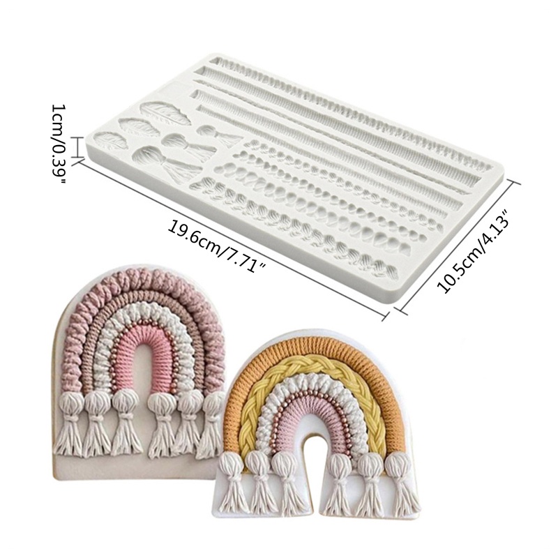 Aoto Khuôn Silicone Làm Kẹo Đường Trang Trí Bánh Hình Dây Gai Dầu Tua Rua DIY