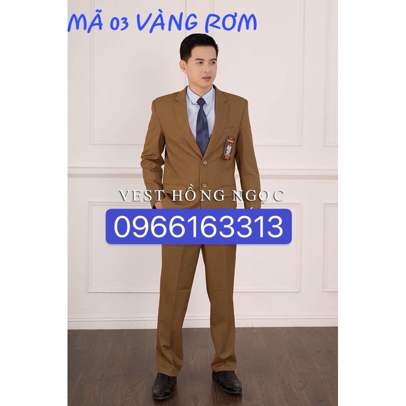 Vest Trung Niên nam Cao Cấp Hồng Ngọc, bộ comple trung tuổi vải nhập khẩu tặng kèm Canavat