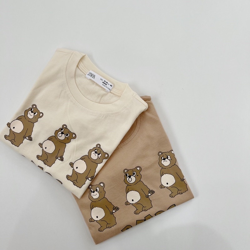 Set 2 áo phông cotton gấu Bear bé trai bé gái-MS95