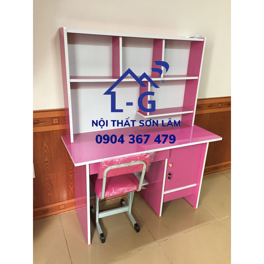 Bàn học sinh liền kệ giá rẻ 1m , 1m2 màu hồng cho bé | BigBuy360 - bigbuy360.vn