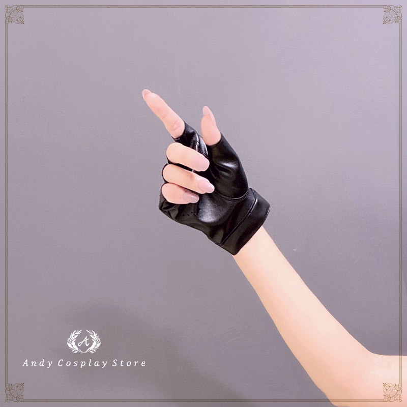 [CÓ SẴN] Găng tay PU hở ngón trái tim