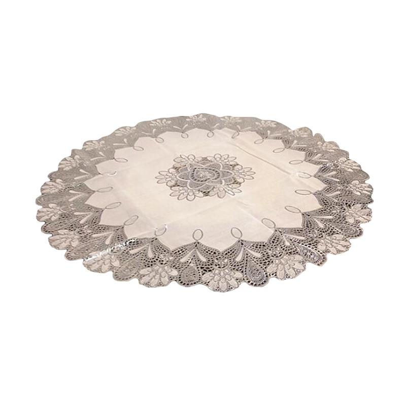 Khăn Trải Bàn Tròn Phối Ren Phong Cách Châu Âu 70CM