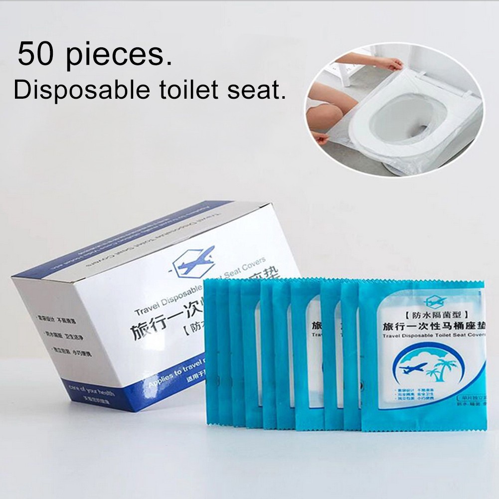 50 Miếng đệm lót chỗ ngồi toilet chống vi khuẩn dùng 1 lần
