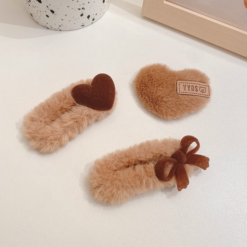 Kẹp tóc đính nơ vải nhung màu sắc cà phê xinh xắn dễ thương cho nữ