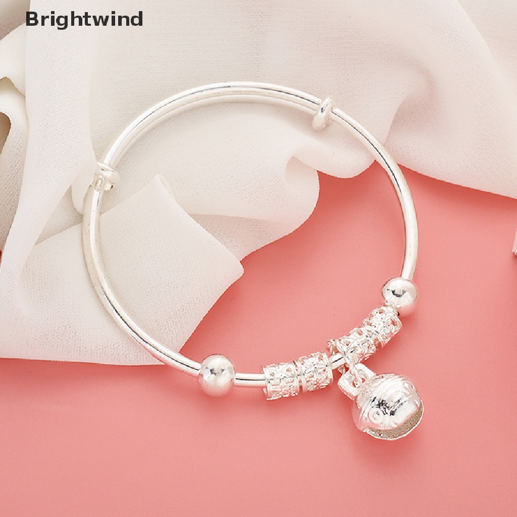 [Brightwind] Vintage Fashion Women Bell Jewelry Silver Plated Cuff Bracelet Charm Bangle Gift Hot Sell