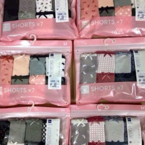 Quần lót set 7 GU size L nhiều màuCHÍNH HÃNG dễ chịu và thoáng mát tối da cho người mặt