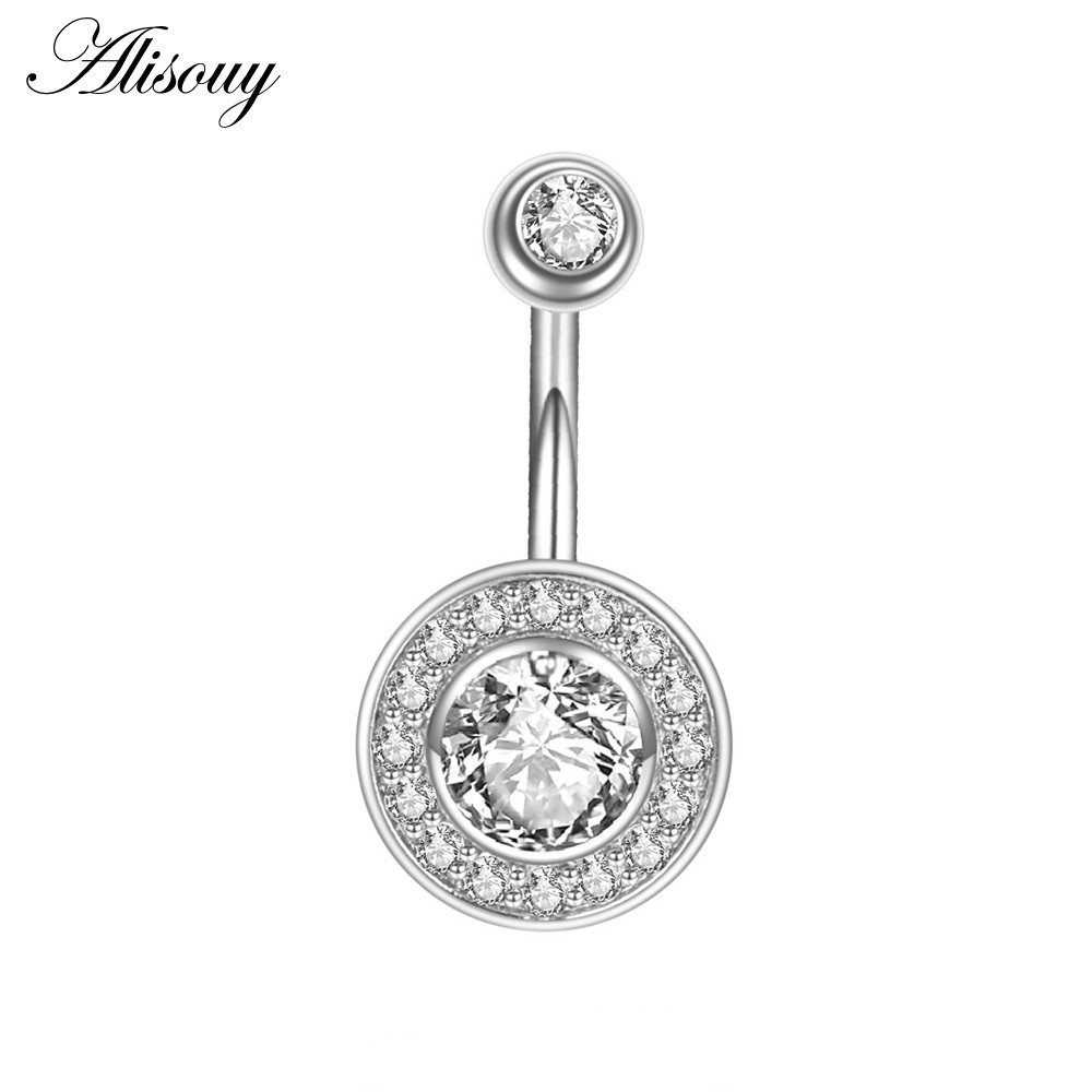 Alisouy 1 Khuyên Rốn Thép Không Gỉ Đính Đá cz Hình Trái Tim