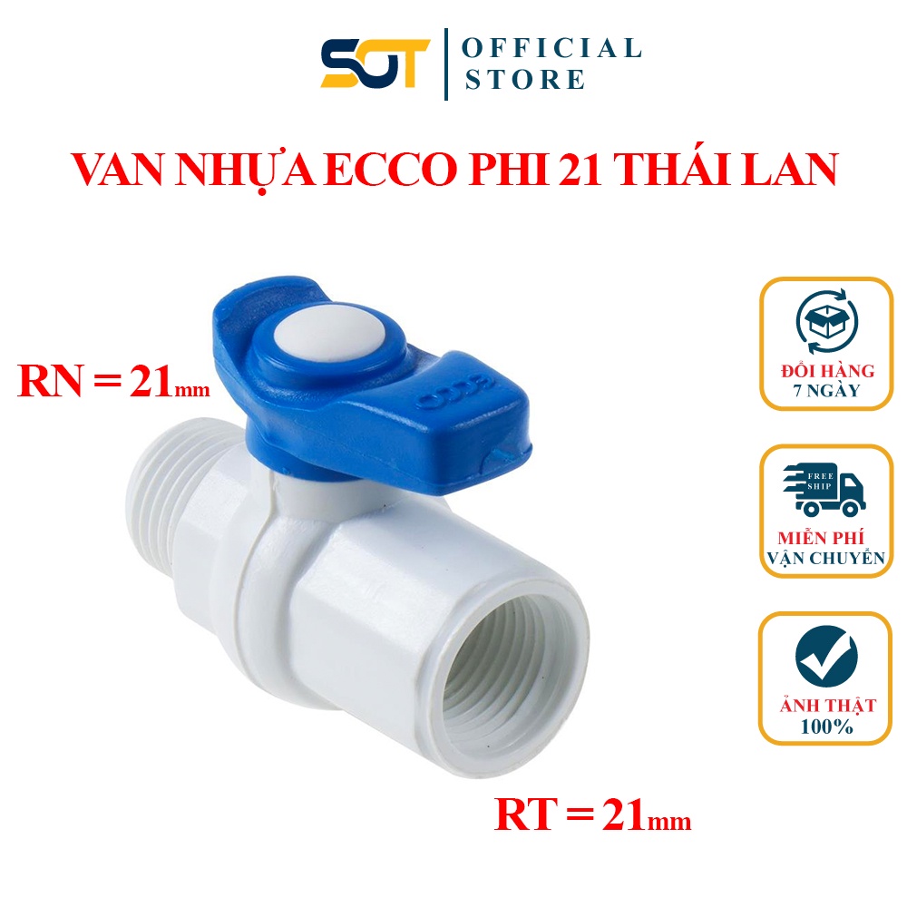 Van khoá nước, van nhựa ren 21 ECCO THÁI LAN chính hãng