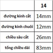 Mũi phay 14mm, 4 me cắt, chất liệu thép gió