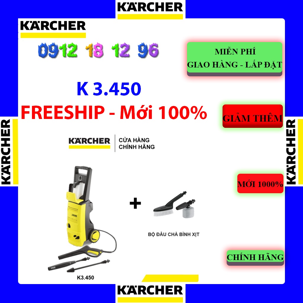 Máy phun xịt rửa xe Karcher K3 Deluxe Premium - 1600W - Tặng bộ Car Kit