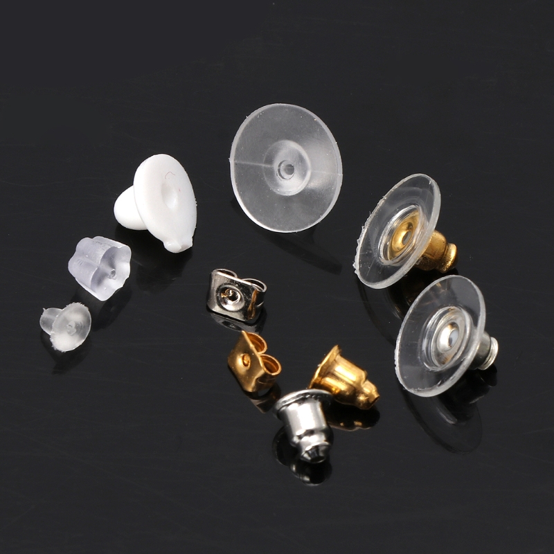 ✿INF✿400pcs Earring Backs Hypoallergenic Silicone Metal Assorted Earring