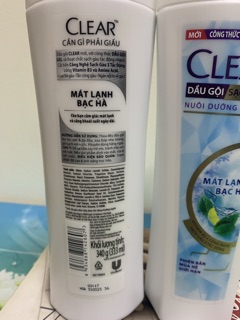 Dầu Gội Clear Mát Lạnh Bạc Hà 340g