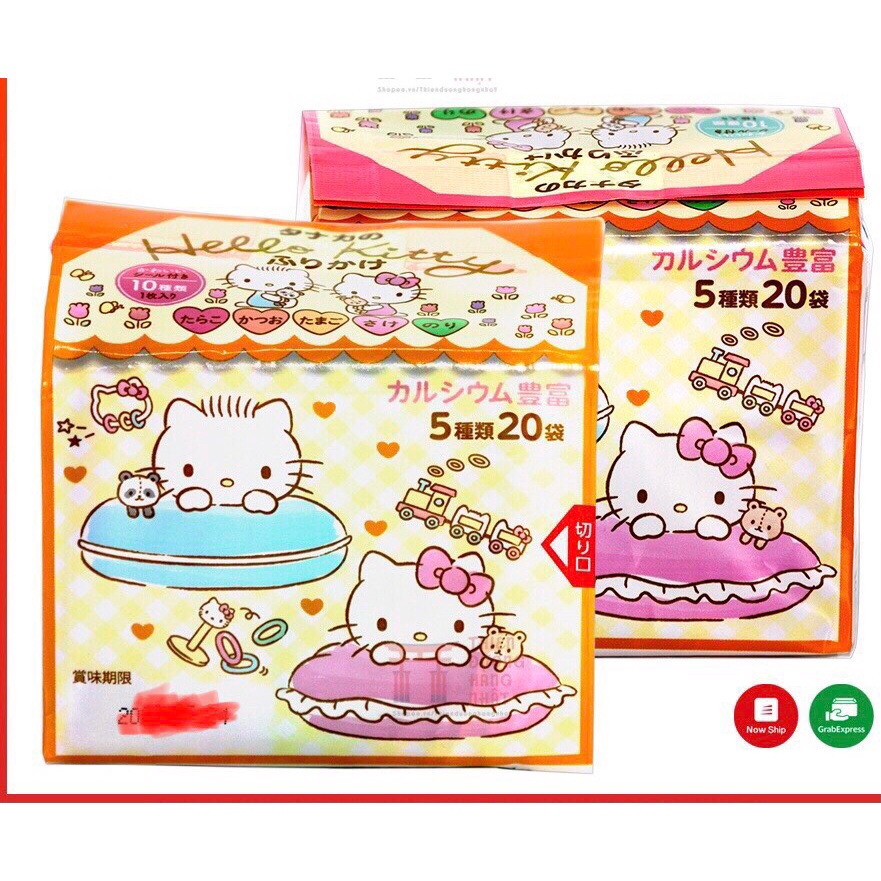 Gia Vị Thập Cẩm Rắc Cơm, Cháo. Súp, Rau Hello Kitty Nhật Bản Cho Bé (Túi 20 Gói)