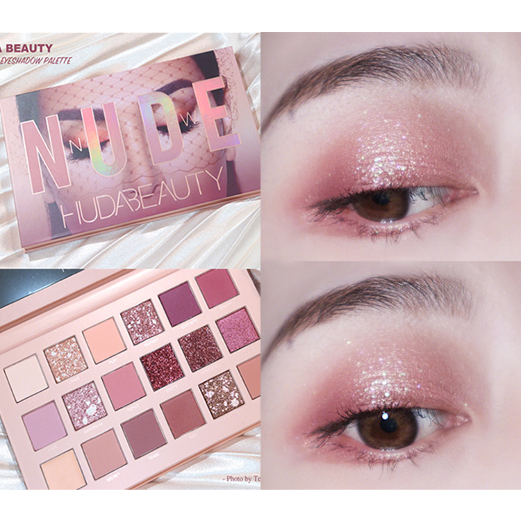 Yolo ❤ Bảng màu mắt 18 màu chính hãng Huda Beauty Nude Limited Edition Desert Rose (kèm ống kính) Bảng phấn mắt Desert Rose