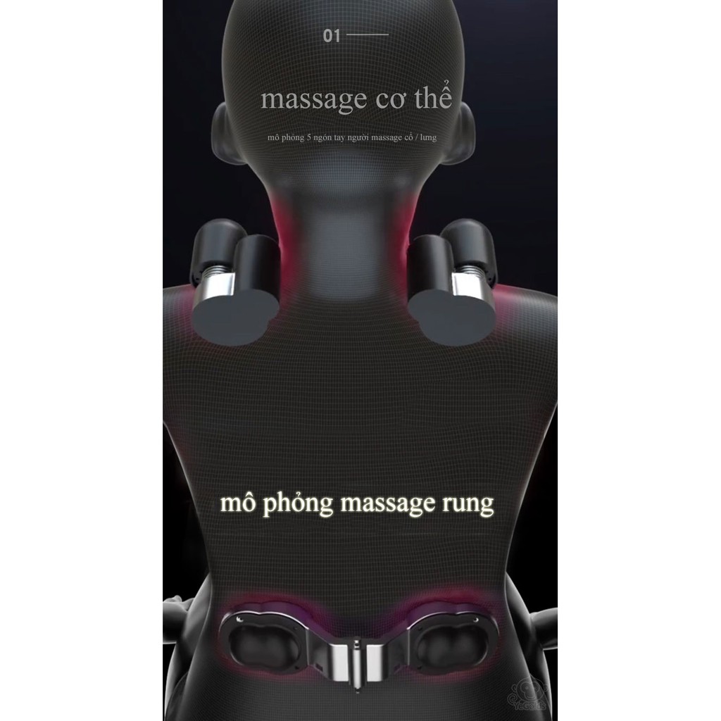 Bộ tựa massage vai cổ lưng thiết kệ động học 4D USALuxury (Đen  Xám) - Home and Garden