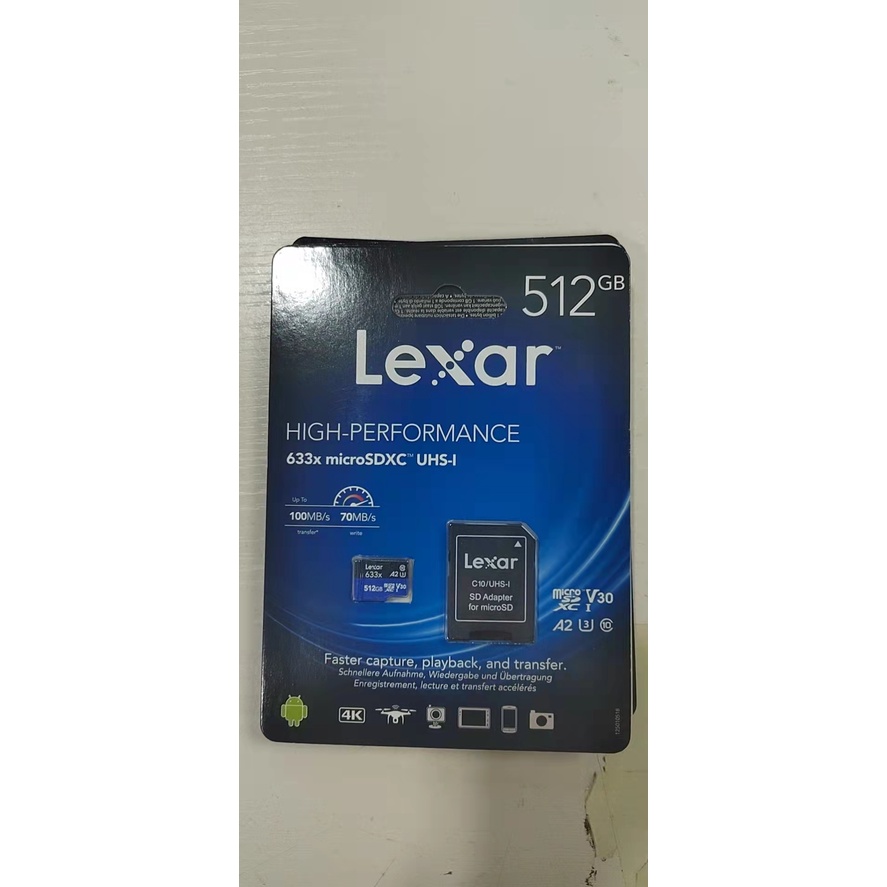 Thẻ Nhớ Lexar Taiwan 128Gb, 256Gb, 512Gb A2 V30 633x U3 4K 100MB/s - kèm Adapter (Xanh)- Chuyên dùng Camera, Máy ảnh....