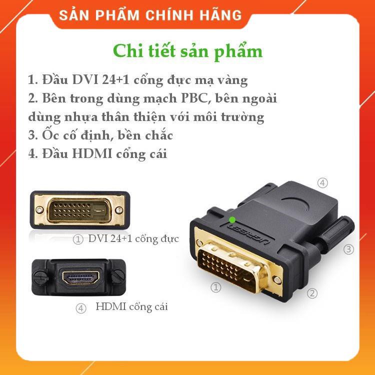 [CHÍNH HÃNG] Đầu chuyển đổi DVI 24+1 to HDMI chính hãng Ugreen 20124 chính hãng bảo hành 18 tháng