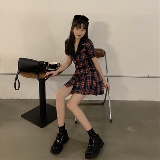 [ORDER] Đầm caro màu đỏ có cổ dáng ngắn