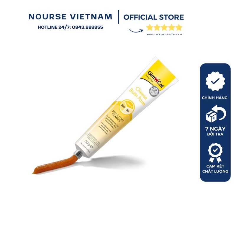 Gel Gimcat Cheese Biotin Paste hỗ trợ dưỡng lông, mượt lông cho mèo