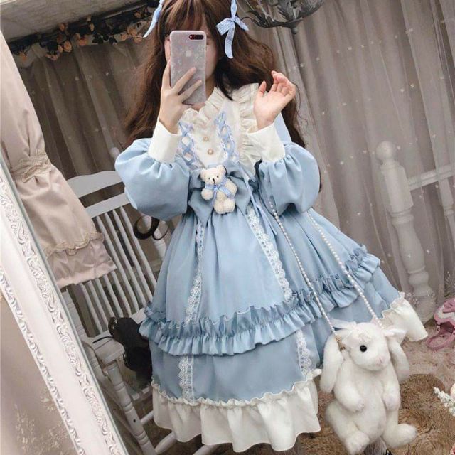 [HÀNG LOẠI 1 CÓ SẴN] Váy / Đầm Lolita Casual OP Nhật Bản - Tặng Cài Nơ Gấu ✨váy đầm công chúa,dự tiệc, tiểu thư,nàng thơ