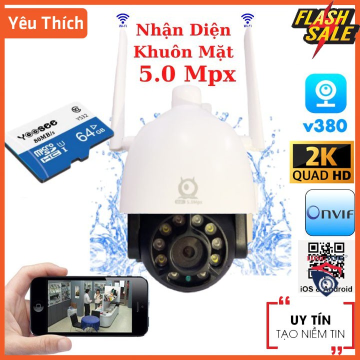 Tùy Chọn Kèm Thẻ Camera - CAMERA WIFI V380 PRO NGOÀI TRỜI 5.0 Mpx PTZ C12 , Đàm Thoại 2 Chiều, Theo Dõi Chuyển Động