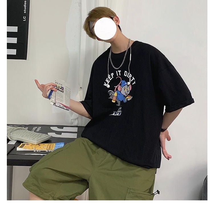 Áo thun tay lỡ unisex chuột Keep it dirty